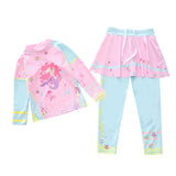 Kid Girl Split Long Sleeved Beach Sun Proof Swimsuit