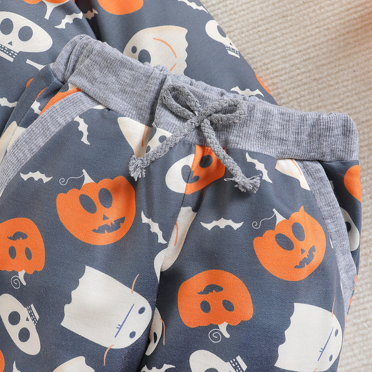 Halloween Kid Baby Boy Pumpkin Print Long Sleeve 2 Pcs Set