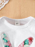 Baby Girls Spring Autumn Easter Rabbit Fragmented Flower 3 Pcs Sets