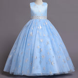 Kid Girl Puffy Tulle Princess Flower Party Piano Performance Dress