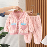 Kid Baby Girls Pajamas Autumn Winter Cotton Plush Home Pajamas