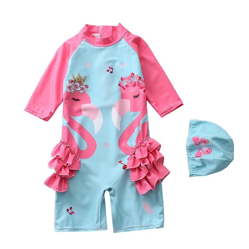 Baby Girl One-piece Flamingos Swimsuits