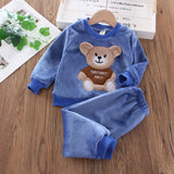 Kid Baby Boy Autumn Winter Coral Velvet 2  Pcs Set Pajamas