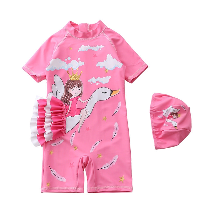 Kid Baby Girl Jumpsuit Swan Cute Swimsuit