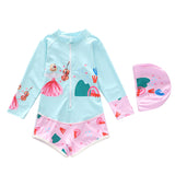 Kid Girl One-piece Cartoon Sun-proof Long-sleeved Swimsuit