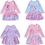 Kid Girl One-piece Long Sleeve Sunscreen Beach Surfing Mermaid Swimsuit