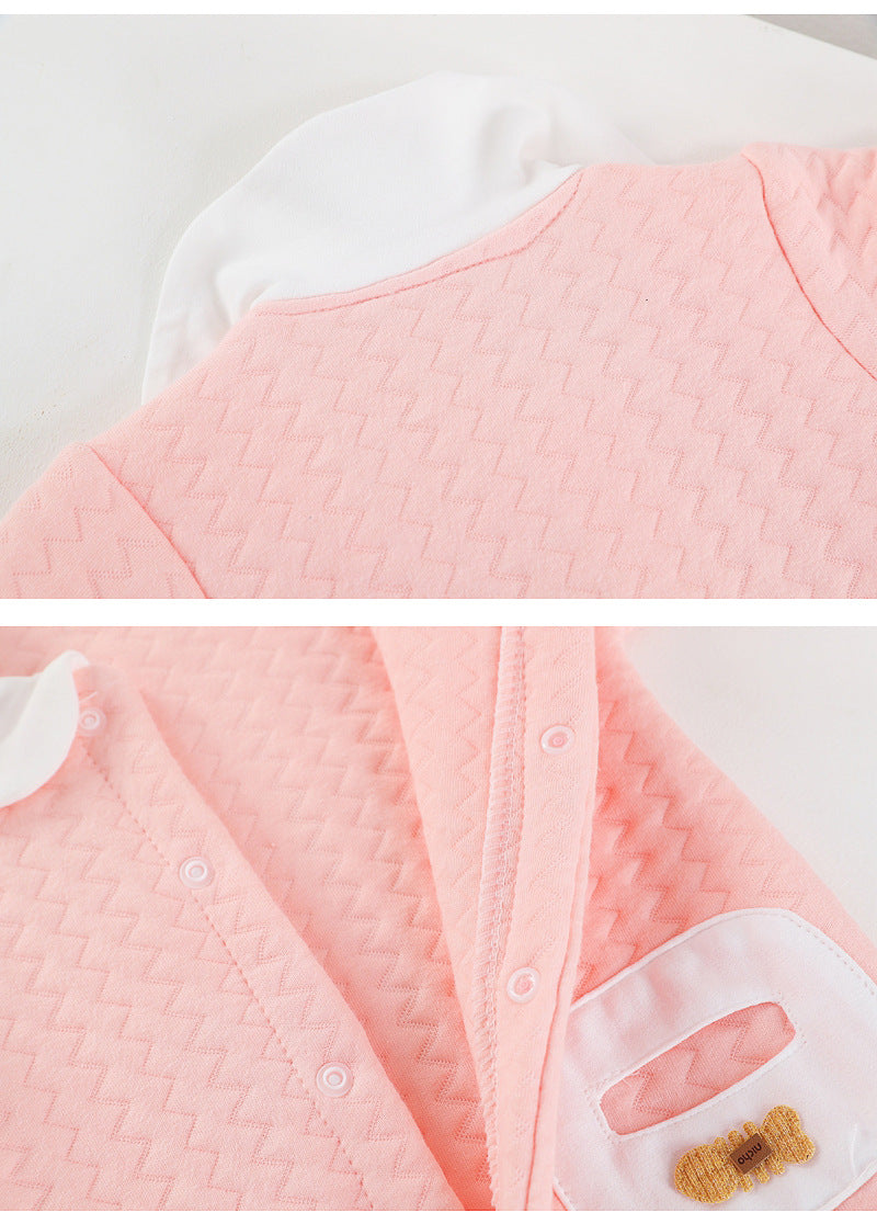 Baby Autumn Winter Cotton Three-layer Warm One-piece Thickened Rompers