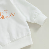 Halloween Infant Toddler Girl Letter Long Sleeve Pumpkin Print 2 Pcs Sets