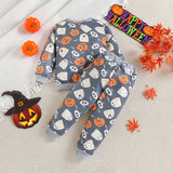 Halloween Kid Baby Boy Pumpkin Print Long Sleeve 2 Pcs Set