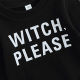 Halloween Kid Baby Girl Witch Letter Long Sleeve Checkered Bell 2 Pcs Sets