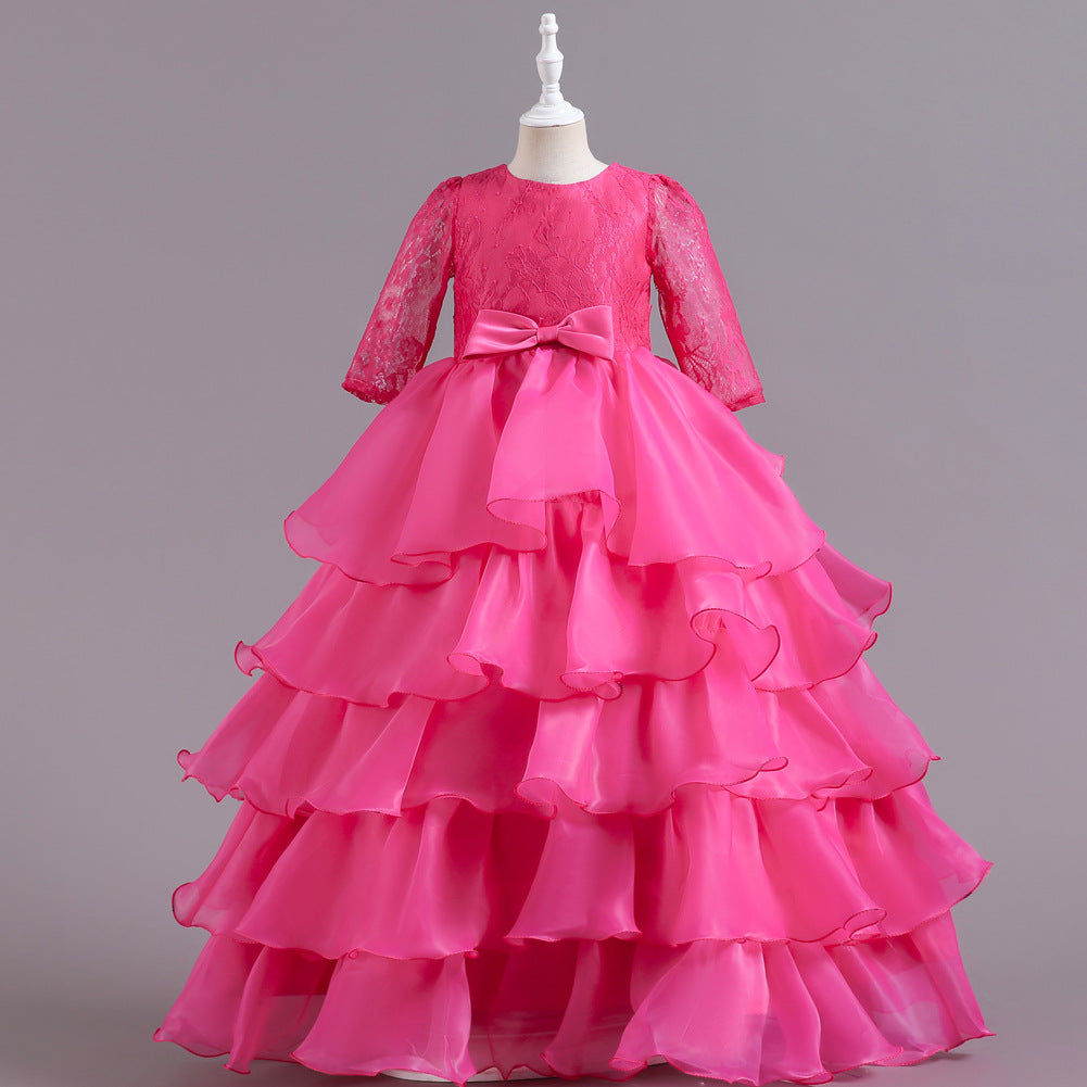 Kid Girl Christmas Party Lace Fluffy Yarn Dress