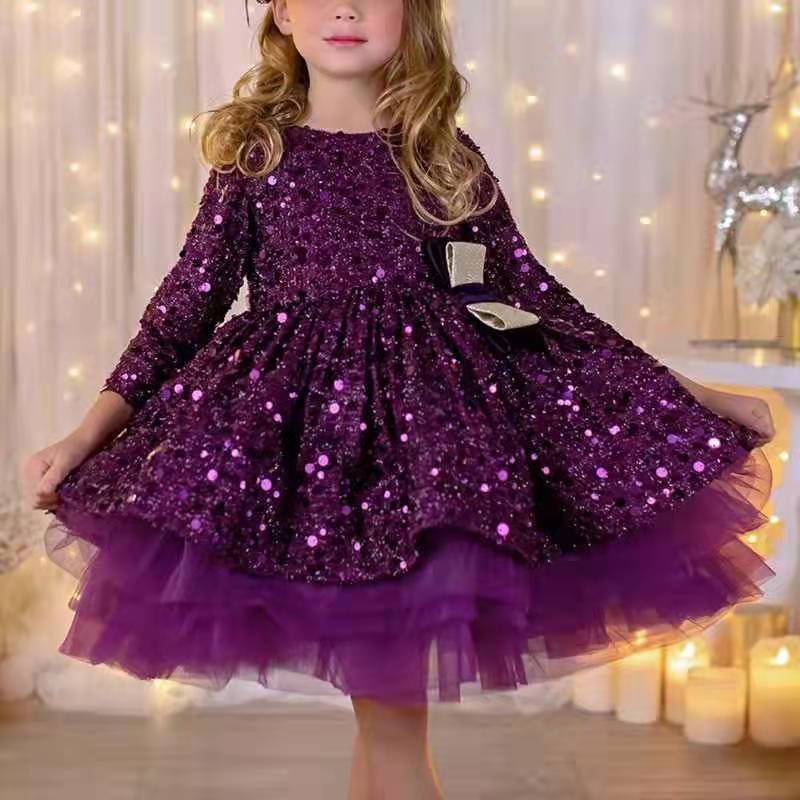 Kid Girl First Birthday Princess High-end Winter Flower Dresses
