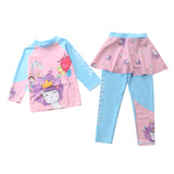 Kid Girl Split Long Sleeved Beach Sun Proof Swimsuit