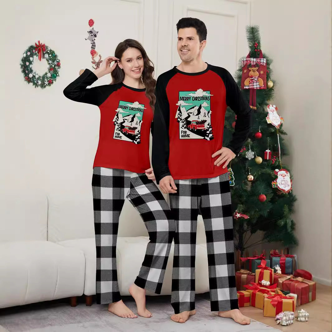 Family Matching Parent-child Christmas Snow Mountain Loungewear Pajamas