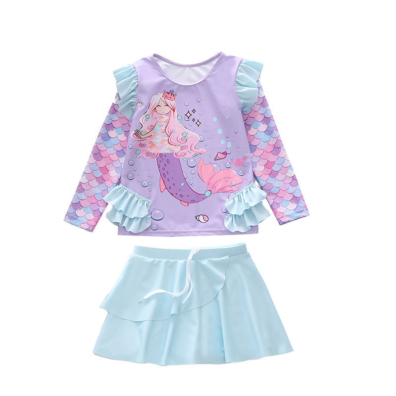 Kid Baby Girls Split Three-dimensional Lotus Leaf Swimsuit