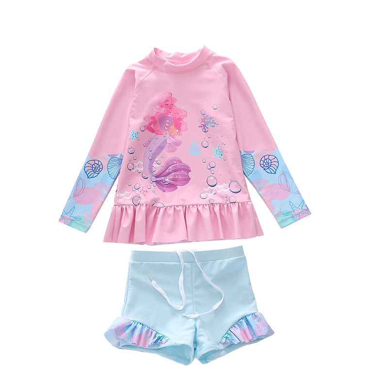 Kid Girl Split Three-dimensional Lotus Leaf Swimsuit