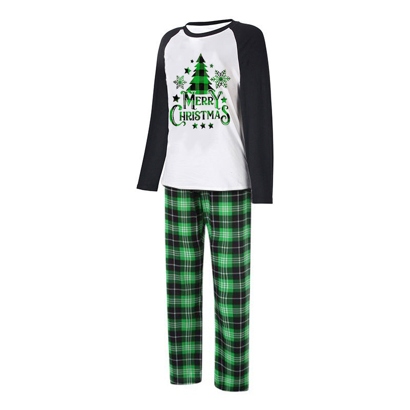 Family Matching Home Suit Christmas Plaid Patchwork Printed Pajamas