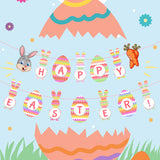 Easter Party Cartoon Rabbit Flags Holiday Decorative Banner