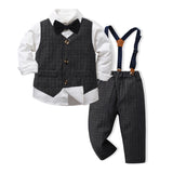 Kid Boy Long-sleeved Cotton Suspenders Korean 3 Pcs Sets