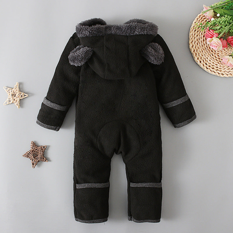Baby Boys Autumn Winter Zippered Hooded Romper Jumpsuit