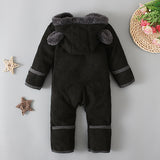 Baby Boys Autumn Winter Zippered Hooded Romper Jumpsuit