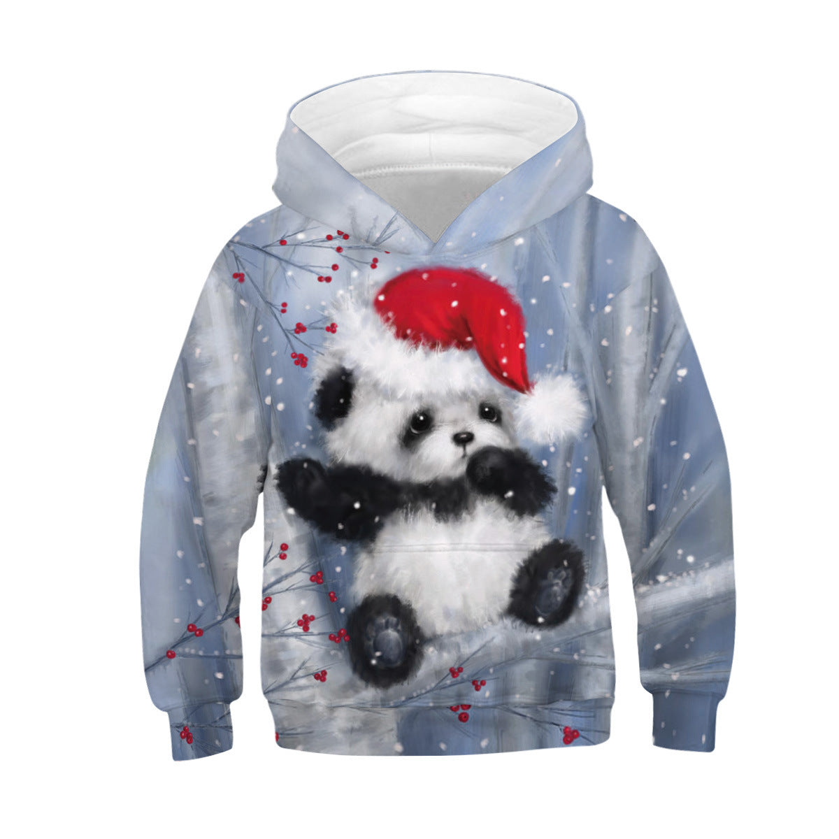 Kid Boy Girl Christmas Panda Digital Print Autumn Spring Hoodie