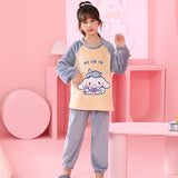 Kid Baby Girls Home Flannel Pajamas Cartoon Velvet Suit
