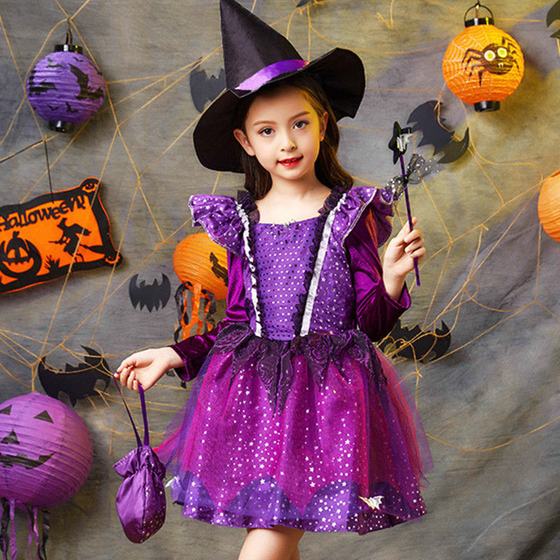 Halloween Kid Baby Girl Witch Costume Dress Sets