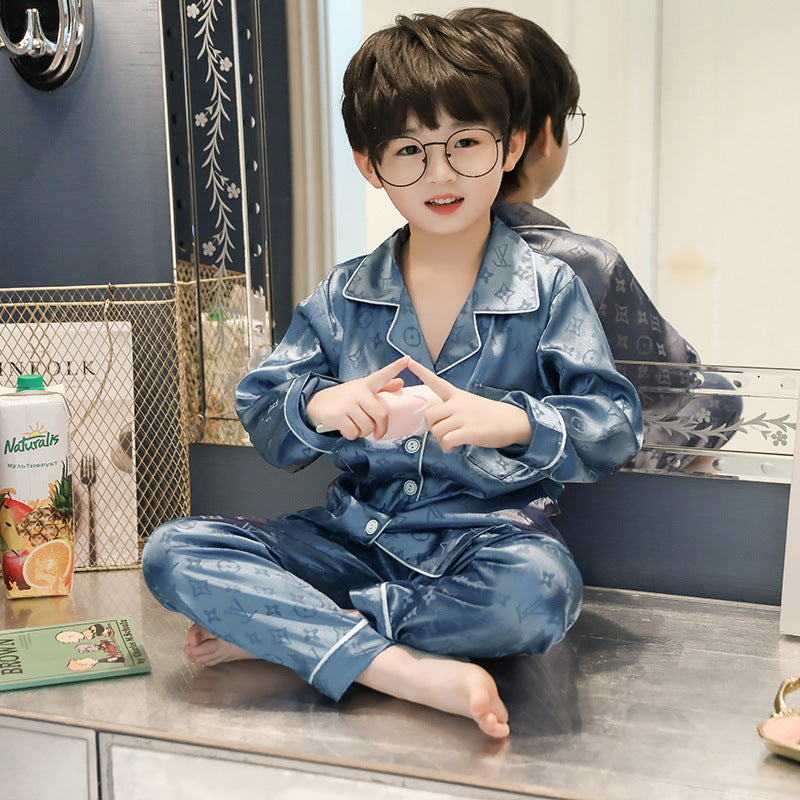Kid Boy Pajamas Simulted Silk Ice Silk Homewear Pajamas