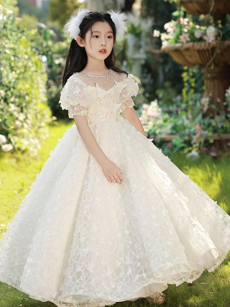 Kid Girl Luxury Niche Princess Dress FlowerWedding Host Piano Dresses