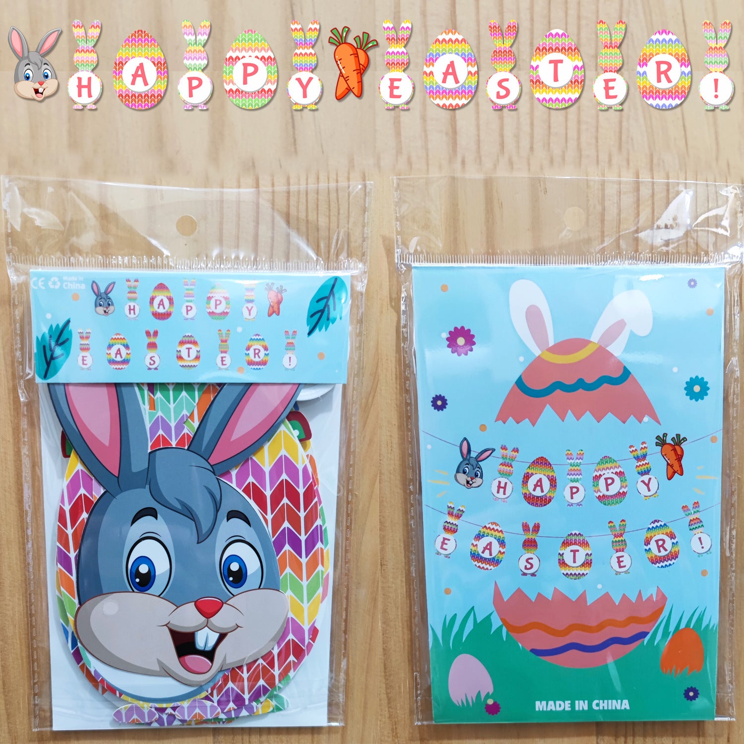 Easter Party Cartoon Rabbit Flags Holiday Decorative Banner