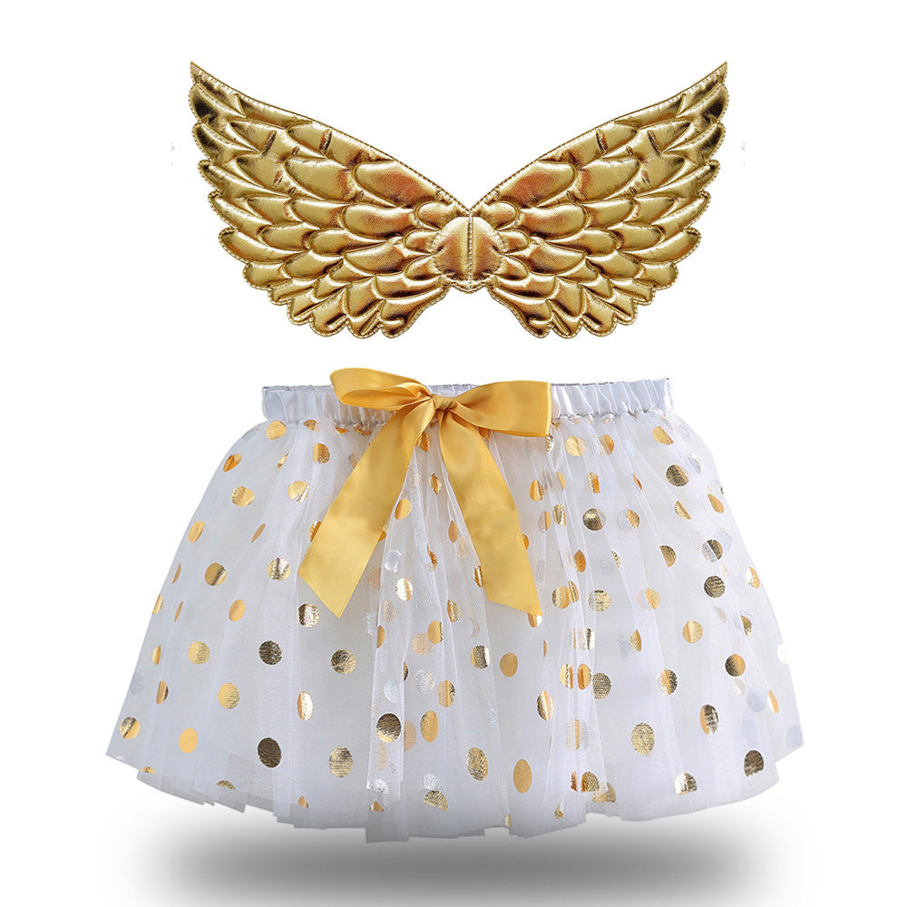 Kid Baby Girl Mesh Dot Gilding Tutu Princess Gauze Skirts