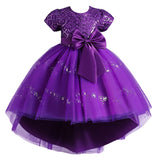 Kid Girl Princess Flower Sequin Fluffy Performance Trailing Dresses