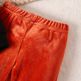 Halloween Pumpkin Letter Long Sleeve Velvet 2 Pcs Set
