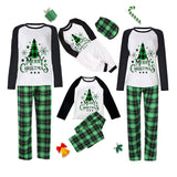 Family Matching Home Suit Christmas Plaid Patchwork Printed Pajamas