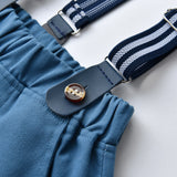 Kid Baby Boy Floral Long-sleeved Cotton Gentleman Suspenders 3 Pcs Sets