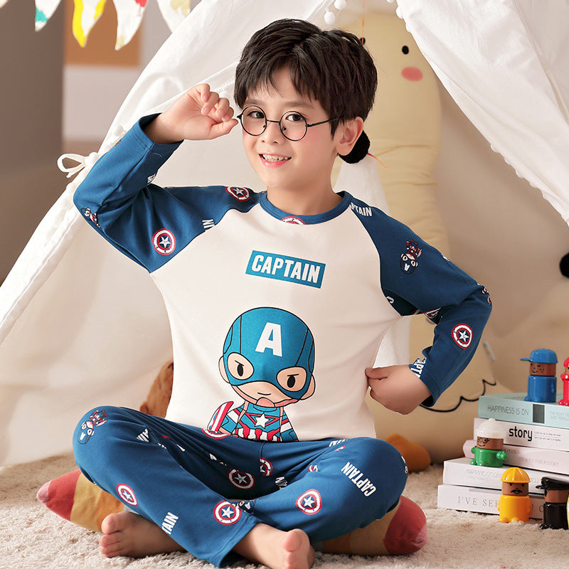 Kid Baby Boy Cartoon Spring Autumn Long Sleeved Pure Cotton Pajamas
