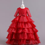 Kid Girl Christmas Party Lace Fluffy Yarn Dress