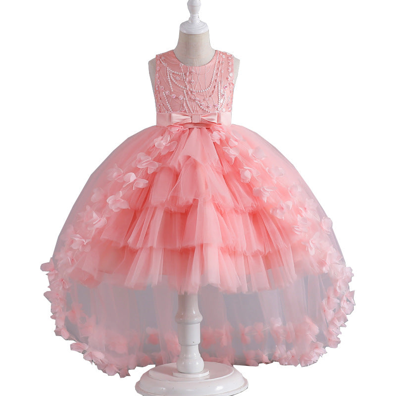 Kid Girl Princess Sleeveless Puffy Flower Wedding Performance Dresses
