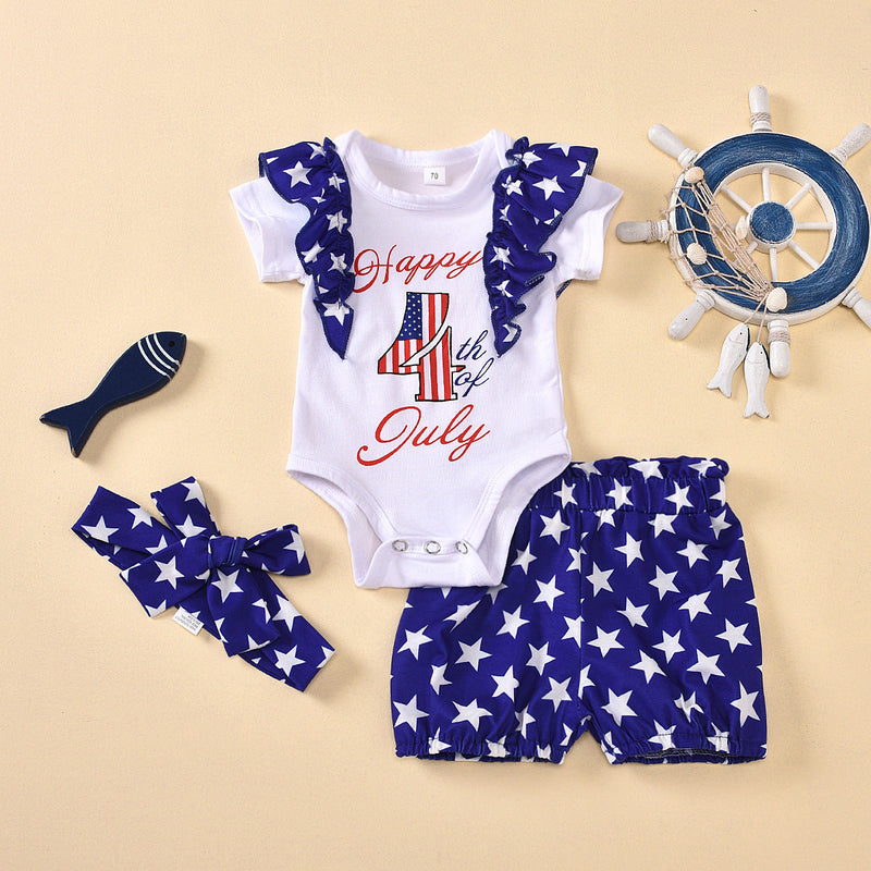 Baby Girl Stars Independence Day Shorts Set