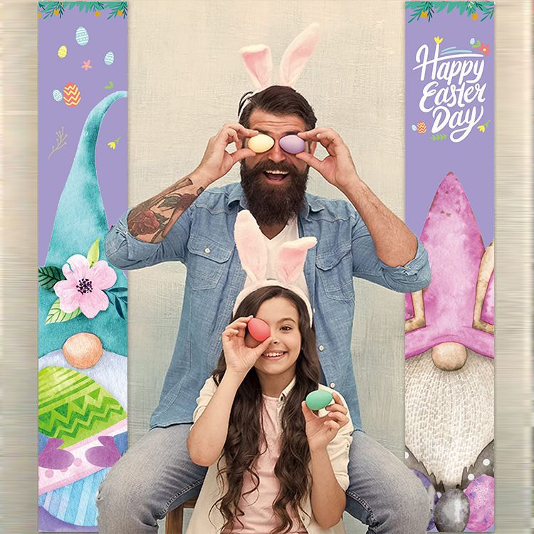 Easter Curtain Happy Easter Couplet Party Porch Decorative Flag