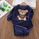 Kid Baby Boy Autumn Winter Coral Velvet 2  Pcs Set Pajamas