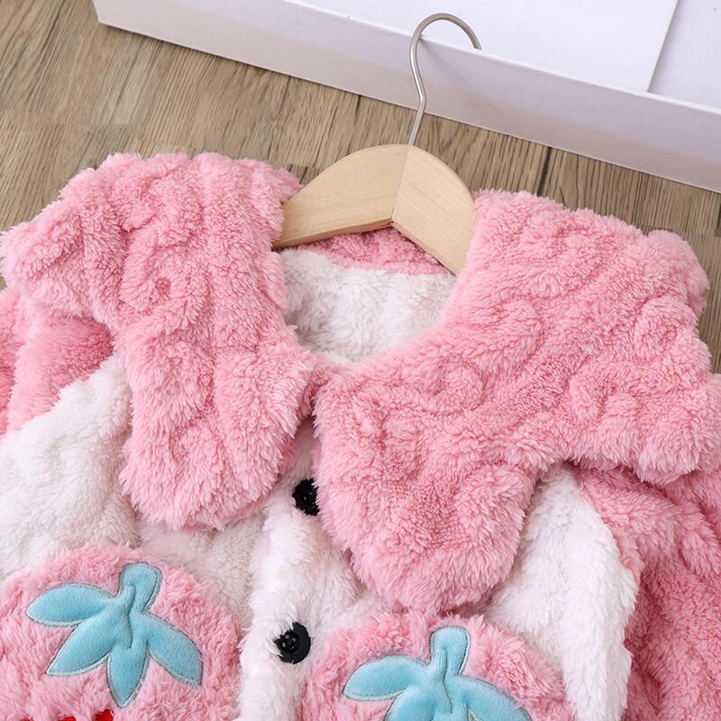 Kid Baby Girl Flannel Thickened Winter Coral Velvet Pajamas