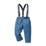 Kid Baby Boy Floral Long-sleeved Cotton Gentleman Suspenders 3 Pcs Sets