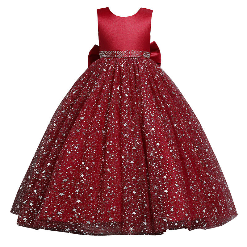 Kid Girl Flower Starry Sky Tutu Birthday Party Piano Performance Dresses