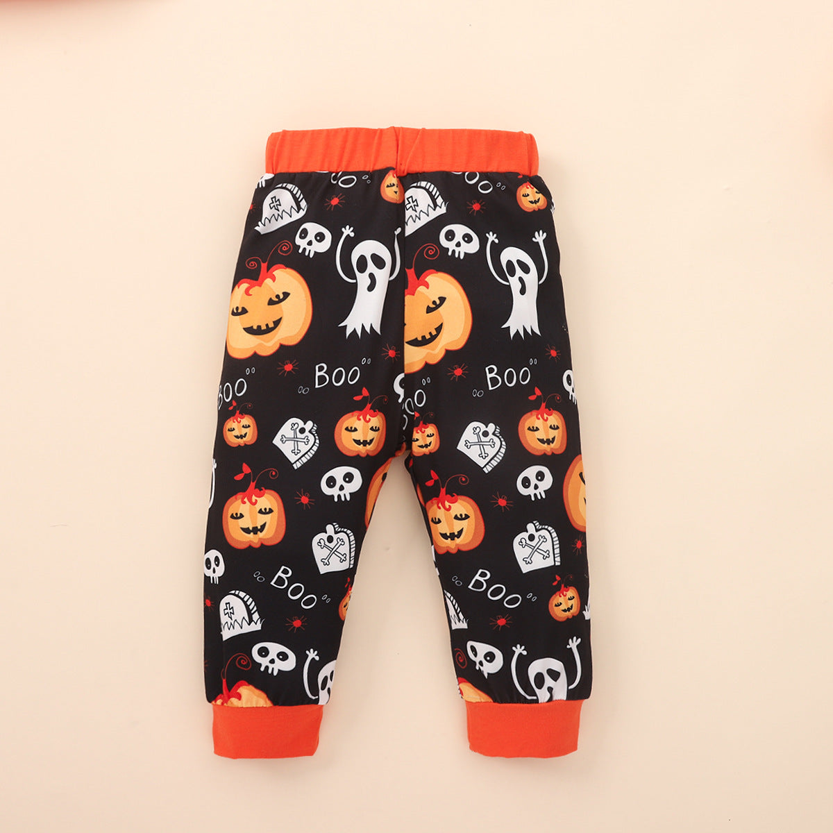 Halloween Kid Baby Boy Pumpkin Smiling Face Printed 2 Pcs Sets