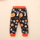 Halloween Kid Baby Boy Pumpkin Smiling Face Printed 2 Pcs Sets