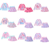 Kid Girl Split Sun Proof Long Sleeved Sports Net Swimsuits