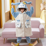 Kid Baby Girl Coral Fleece Thick  Flannel Loungewear Pajamas