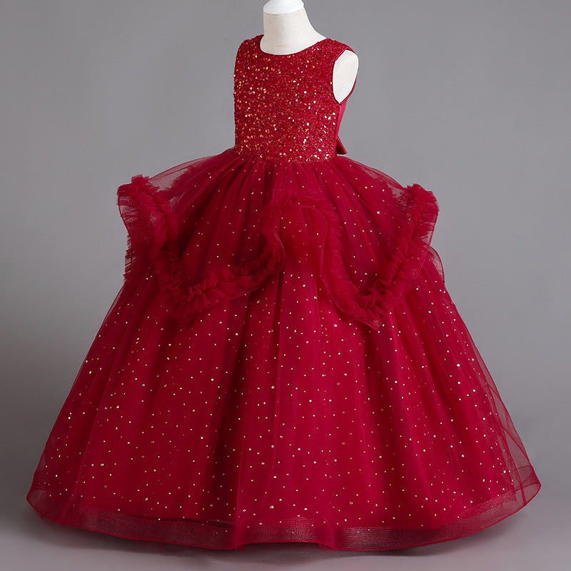 Kid Girl Wedding Flower Princess Piano Performance Dress